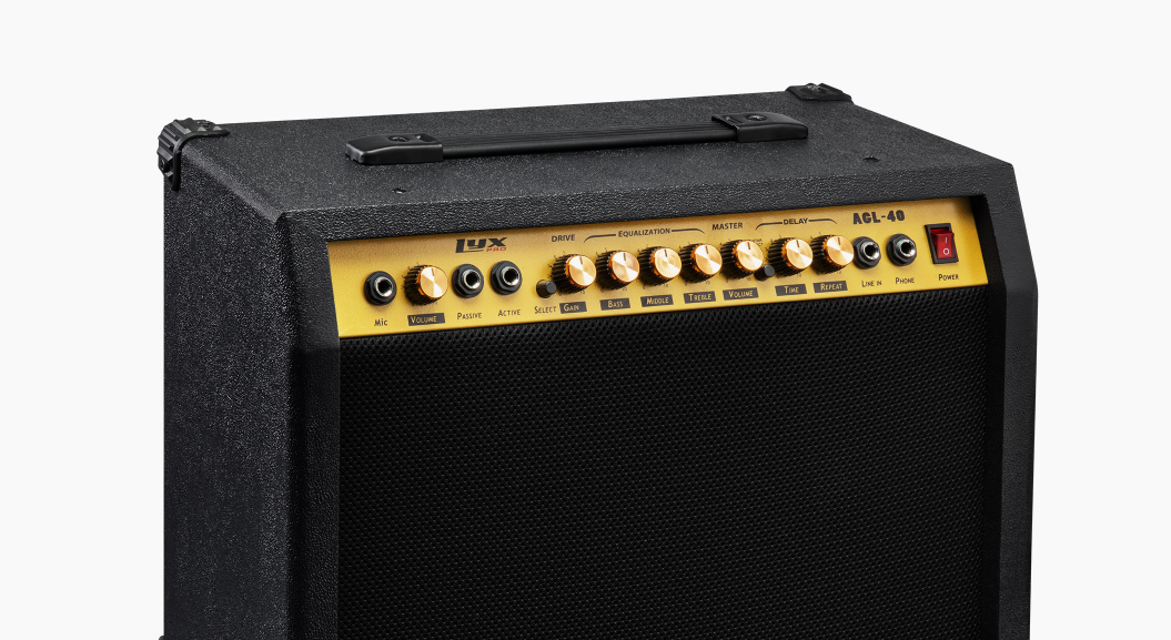 black 40 watt mini electric guitar amplifier