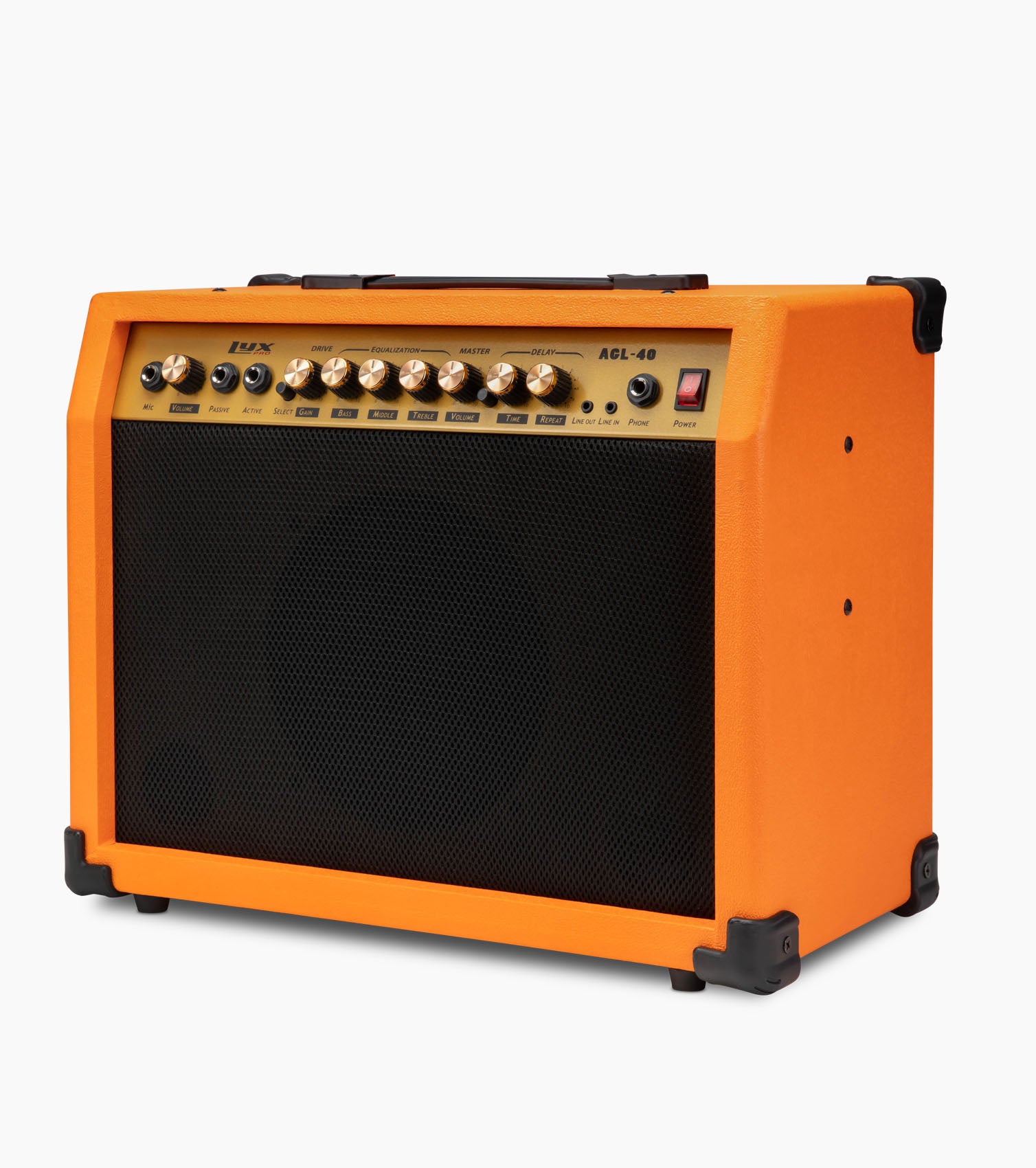 sunburst 40-watt mini guitar amplifier controls