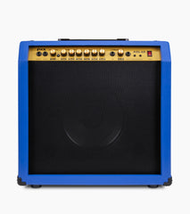 frontal view of blue 60-watt beginner guitar amp