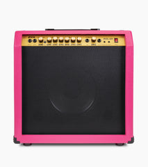 frontal view of pink 60-watt beginner guitar amp
