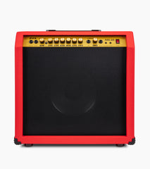frontal view of red 60-watt beginner guitar amp