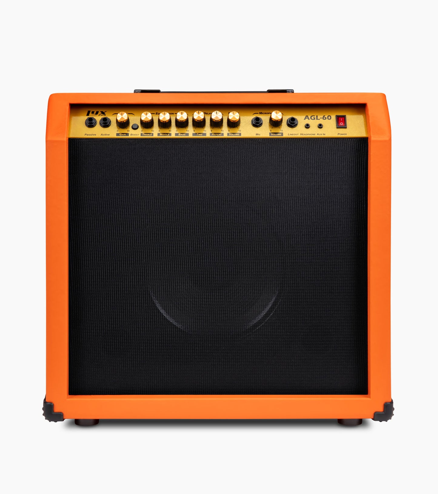 frontal view of sunburst 60-watt beginner guitar amp