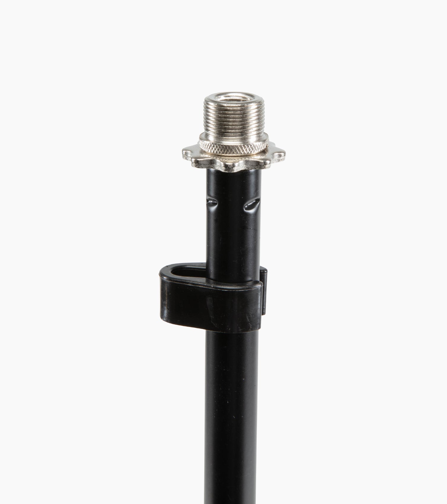 close-up of kick drum mic stand head