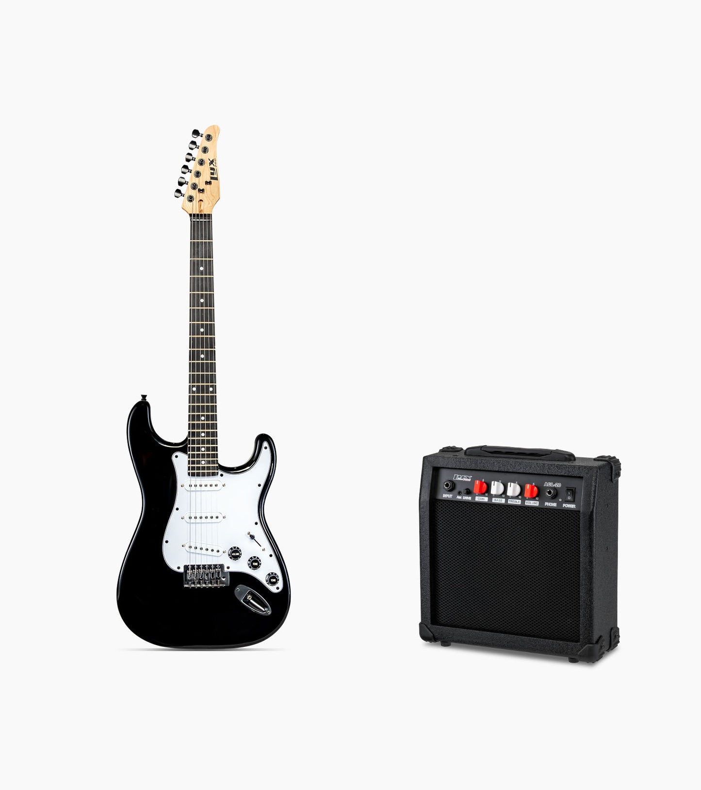 39” black beginner electric guitar with amp