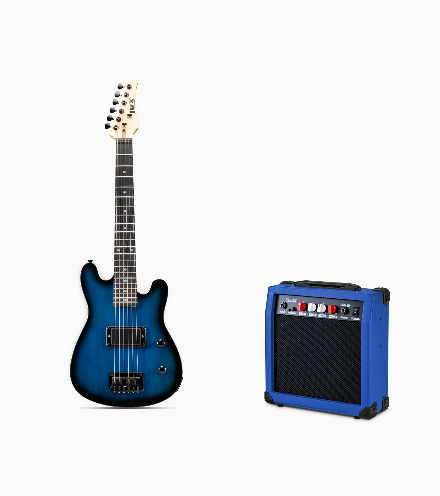30” blue beginner electric guitar with amp