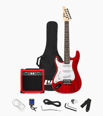39” Left Handed Red beginner electric guitar set with beginner electric guitar set
