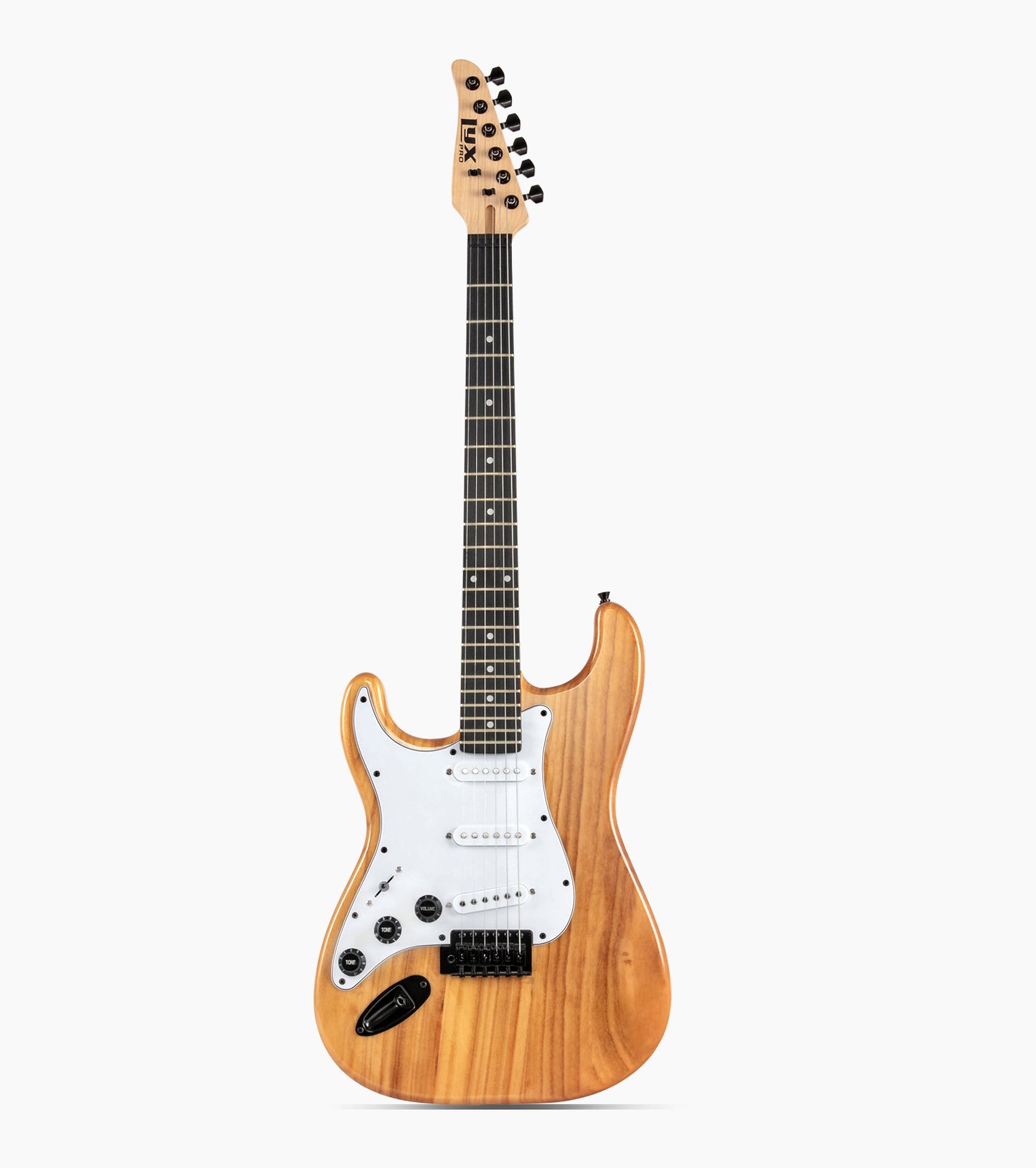 Left Handed Natural double-cutaway beginner electric guitar