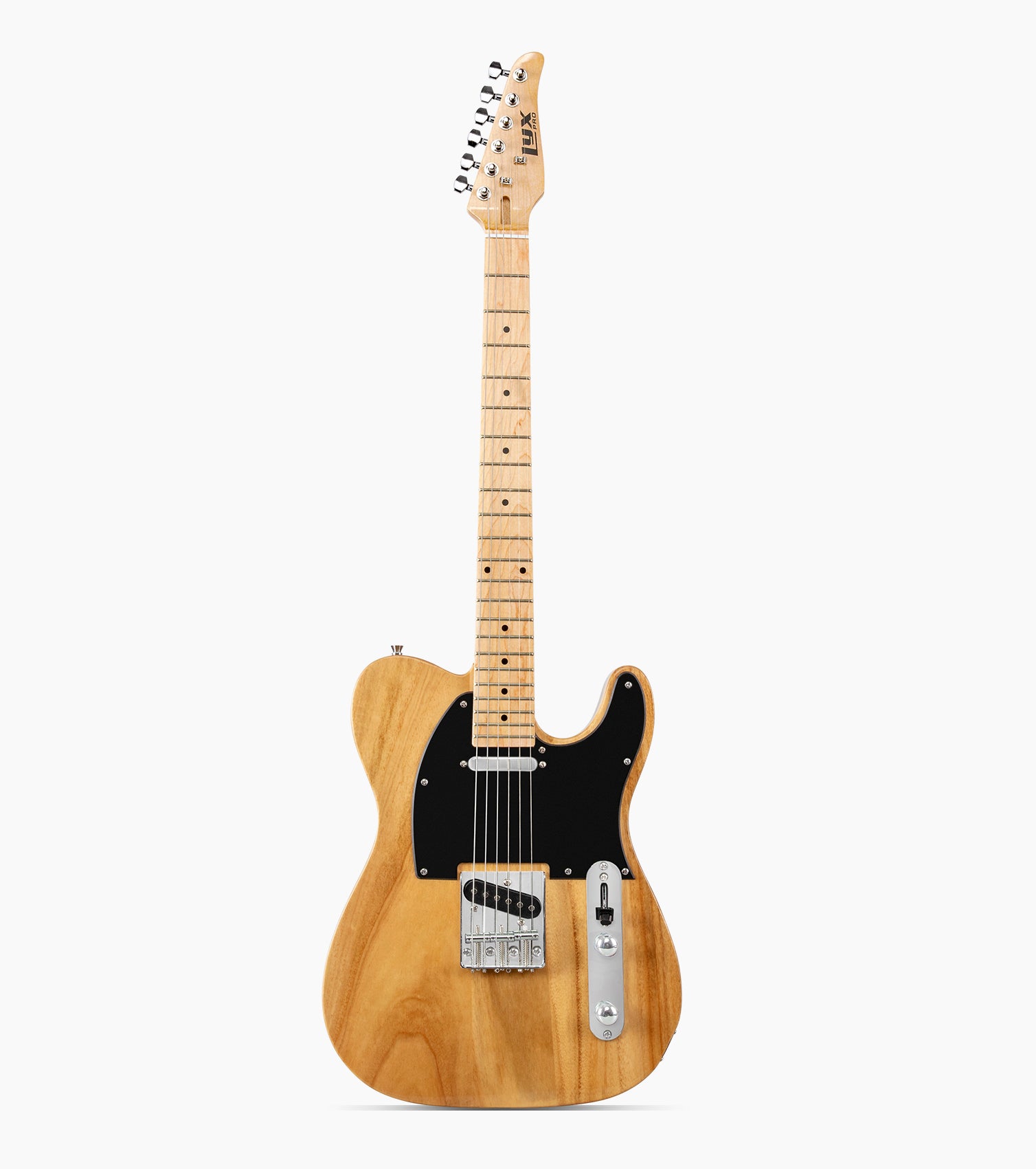 Natural single-cutaway electric guitar