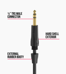 close-up of 20 ft TRS audio cable head