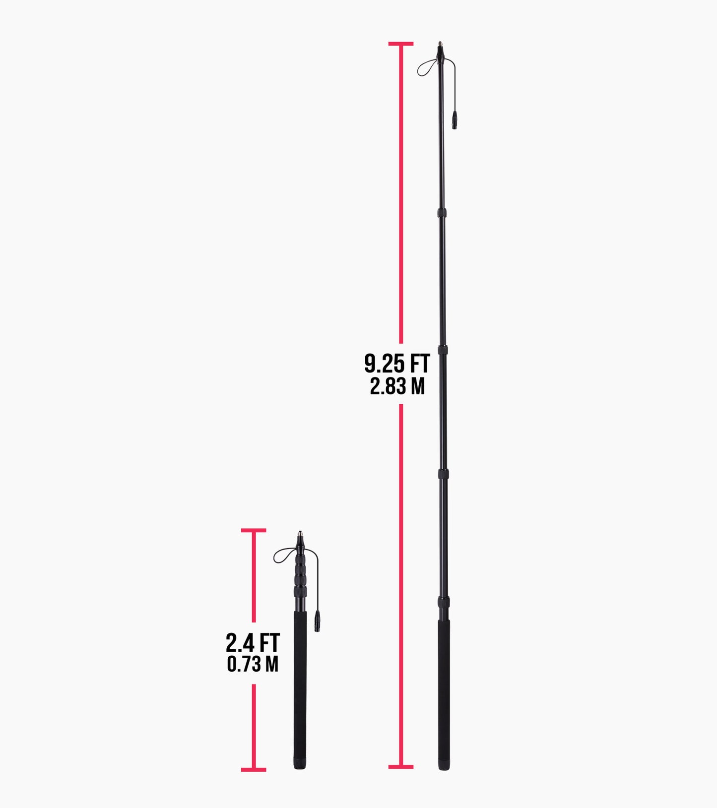  telescoping microphone boom pole with cable sections 