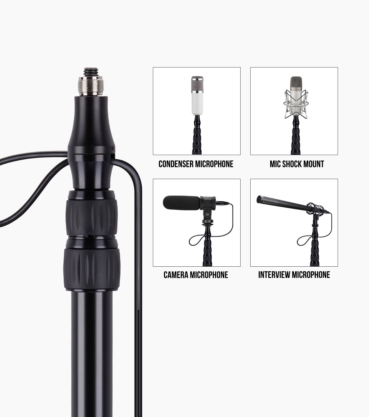 telescoping microphone boom pole with cable alternative uses