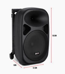 10” portable battery-powered PA speaker dimensions