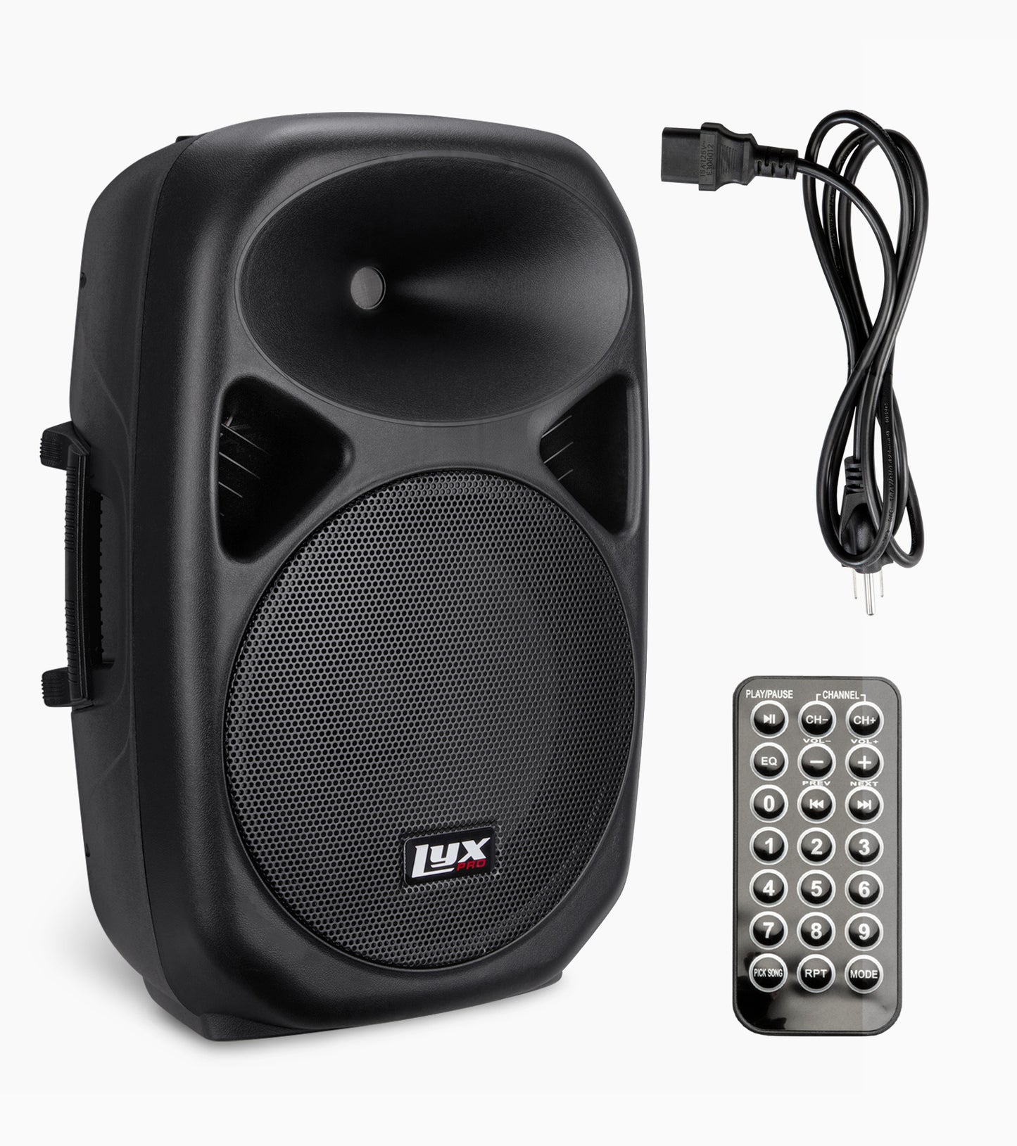 12” portable PA speaker, cord, and remote 