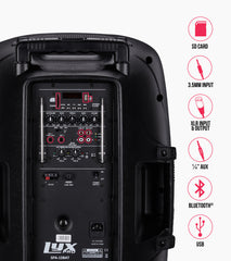 15” portable battery-powered PA speaker control panel