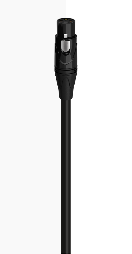 long black XLR audio cable