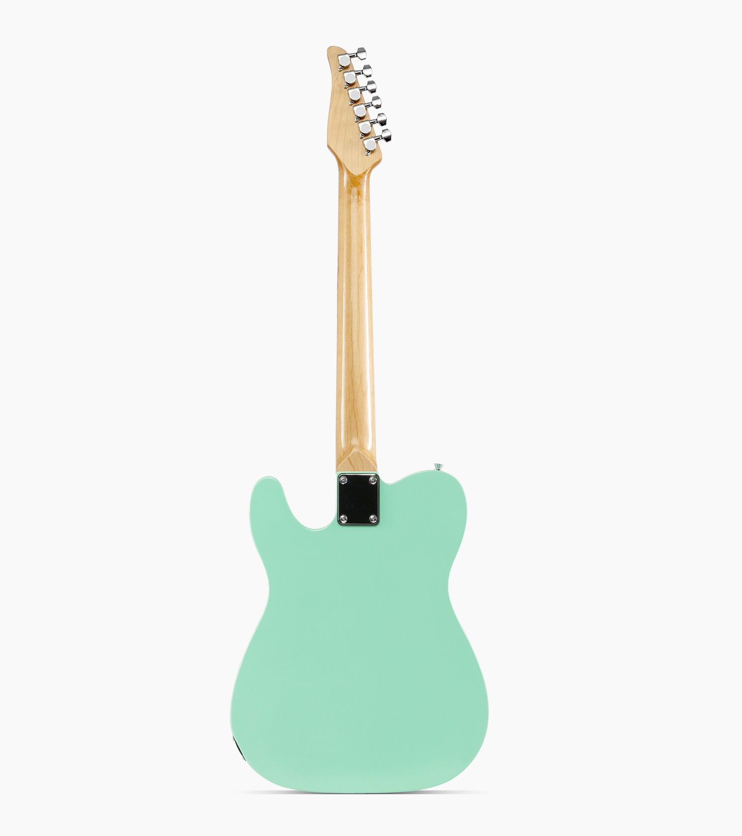 back of a Green single-cutaway electric guitar