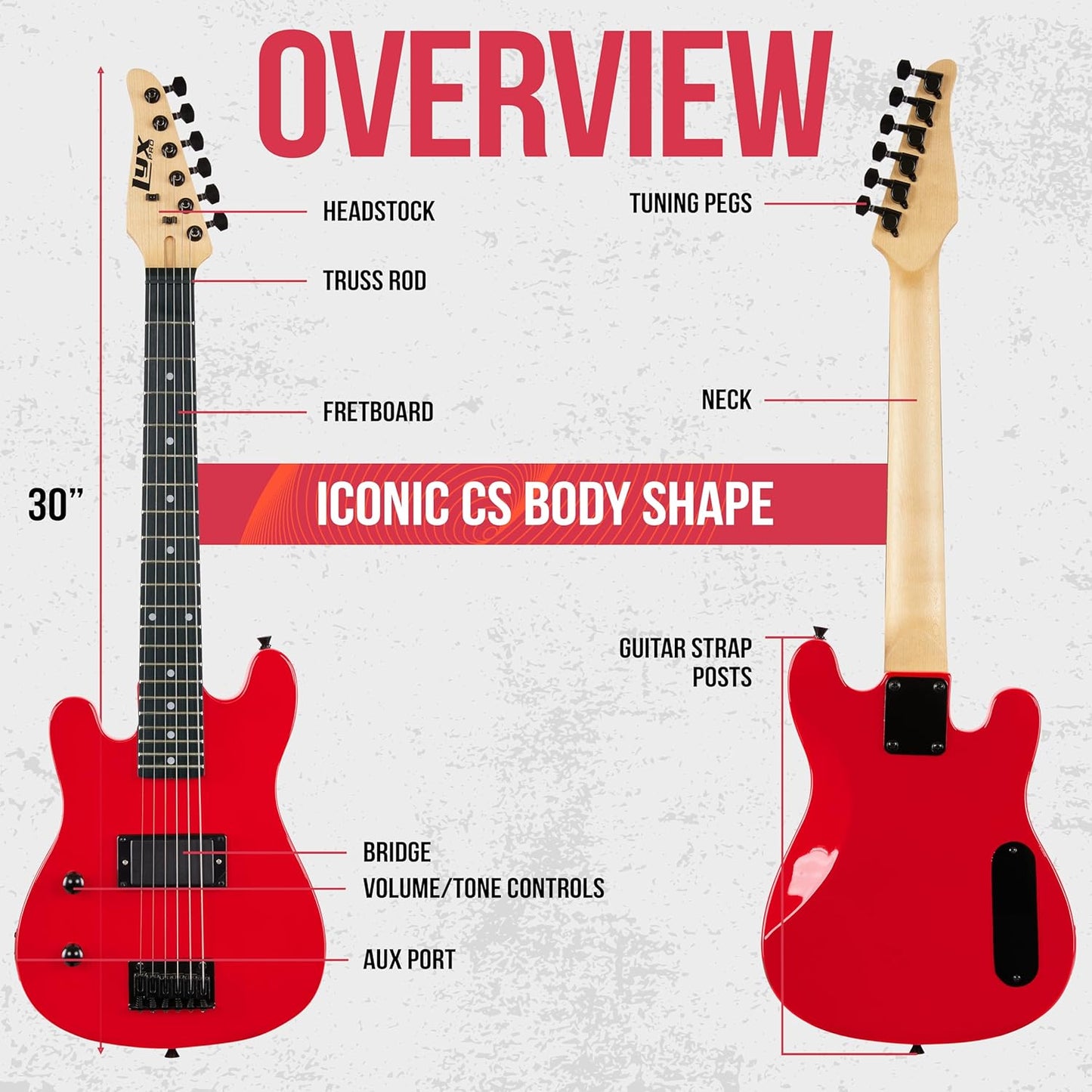 LyxPro 30" CS Series Beginner Electric Guitar Kit