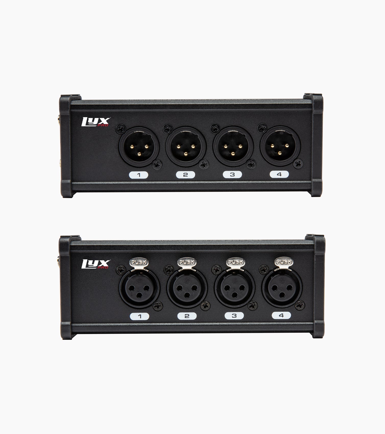 LyxPro 4-Channel XLR to Cat6 Network Cable Breakouts - Inputs and outputs
