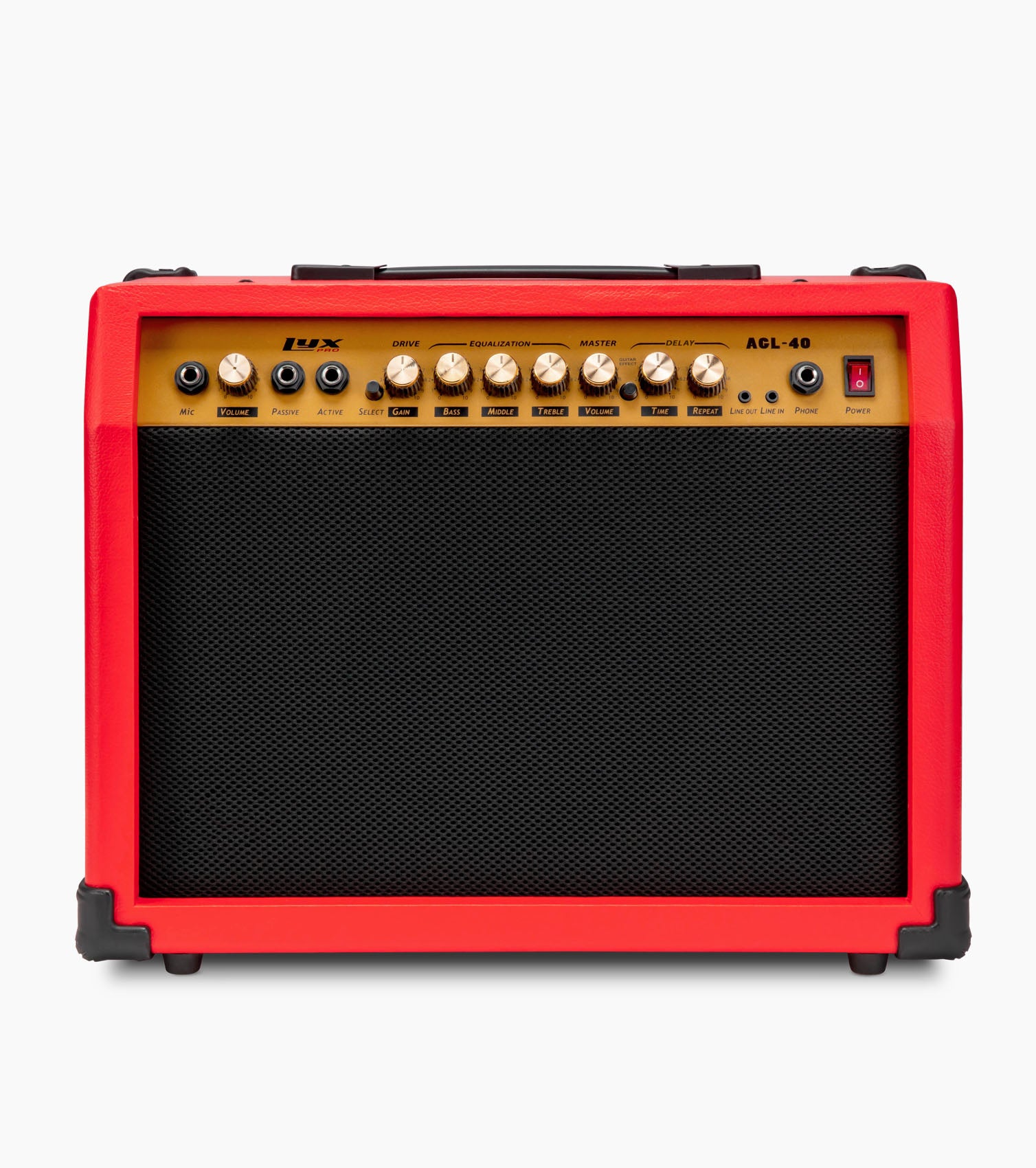  red 40-watt mini guitar amplifier 