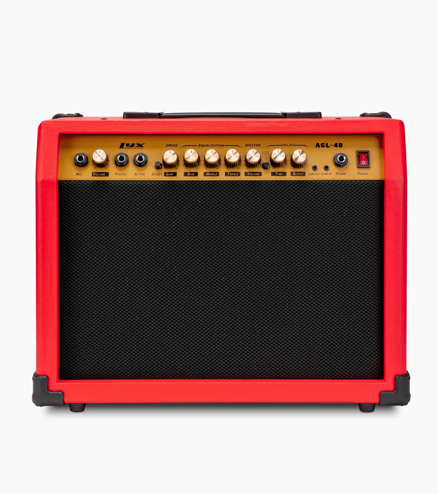  red 40-watt mini guitar amplifier 