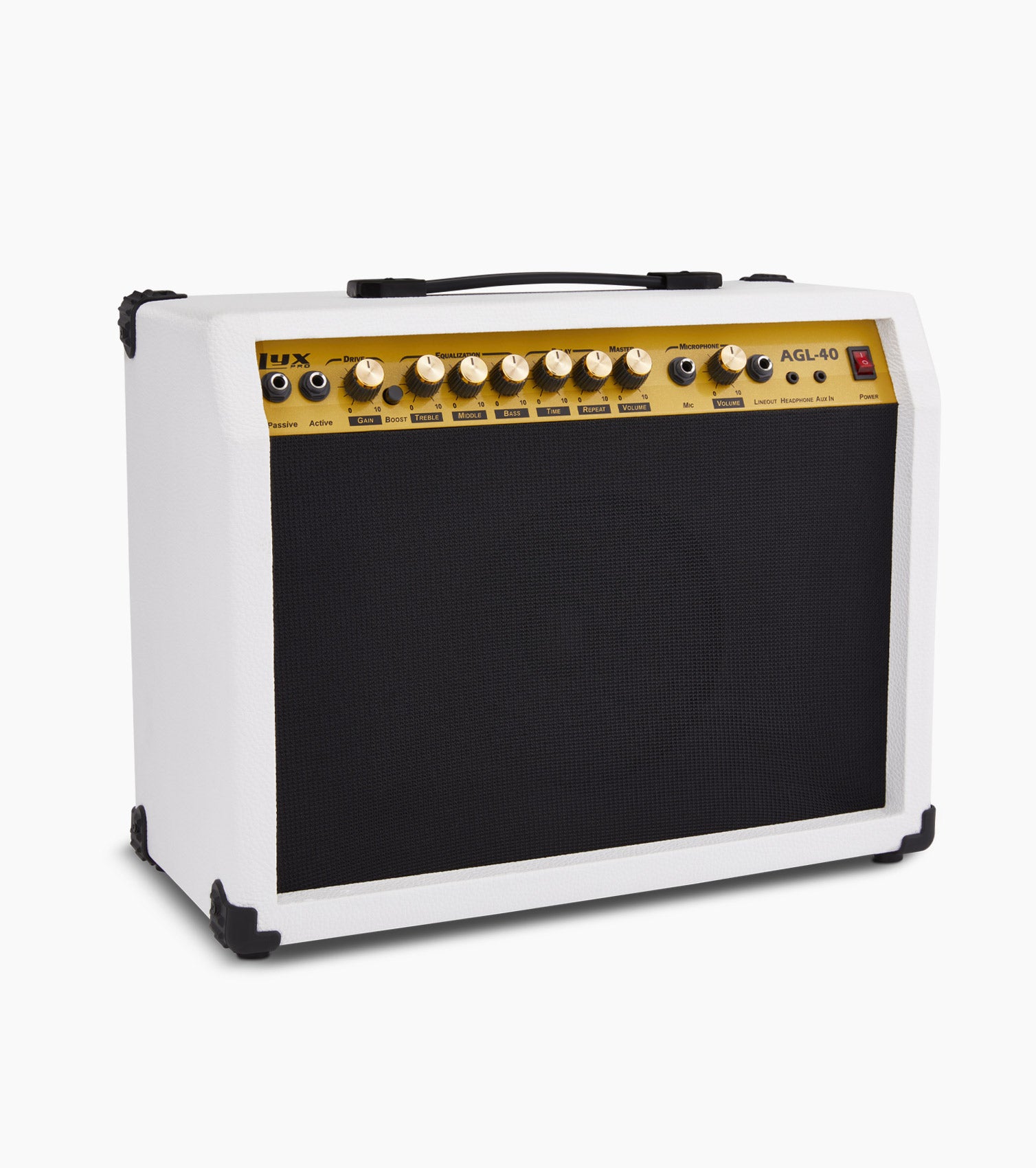 white 40-watt mini guitar amplifier