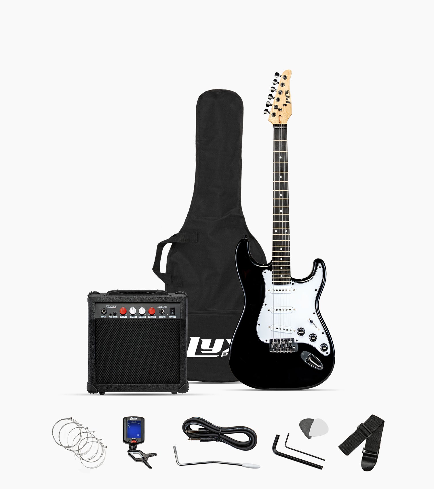 39” black beginner electric guitar set with beginner electric guitar set