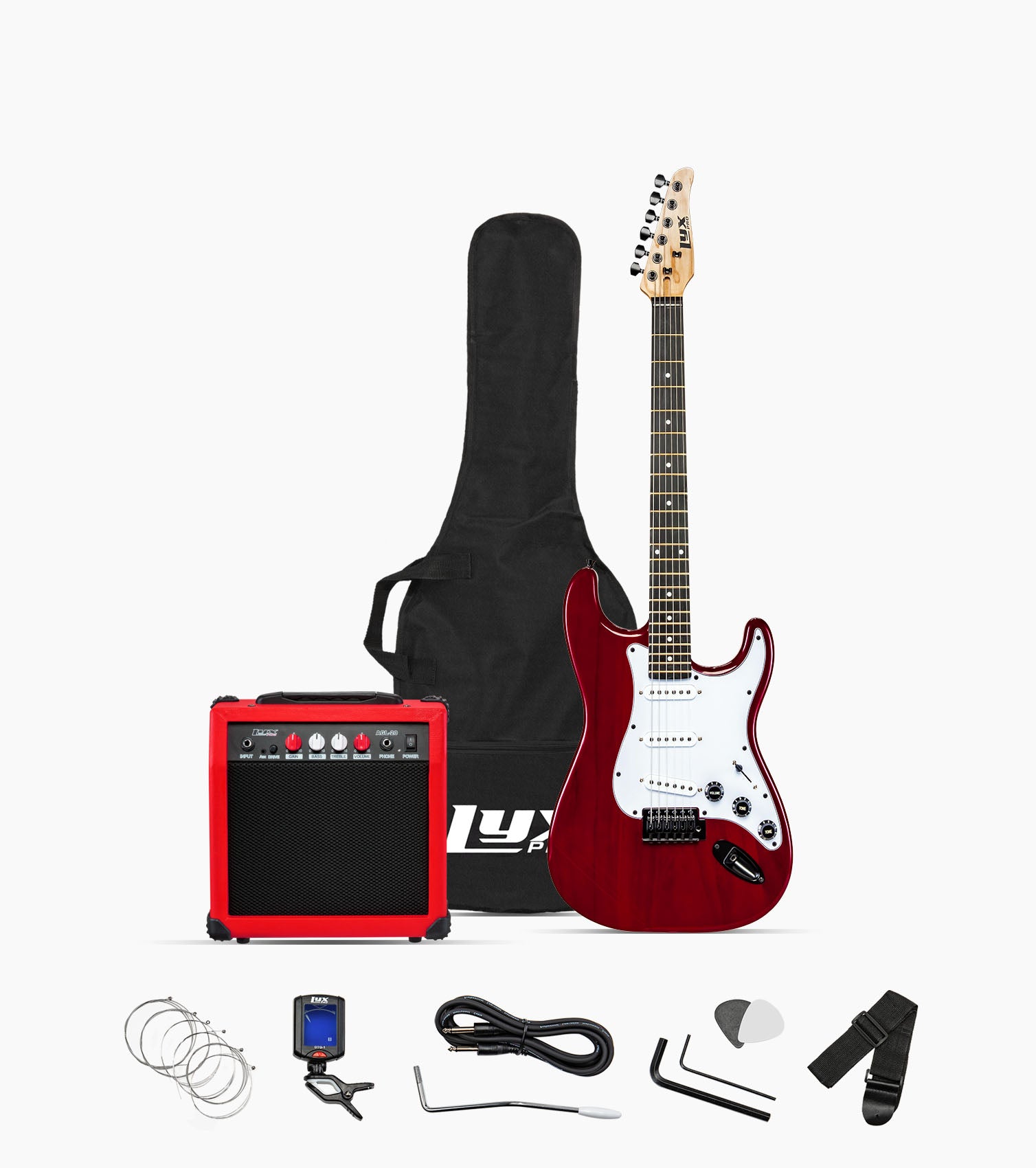 39 in Red Stratocaster Electric Guitar & Starter Kit - Hero Image