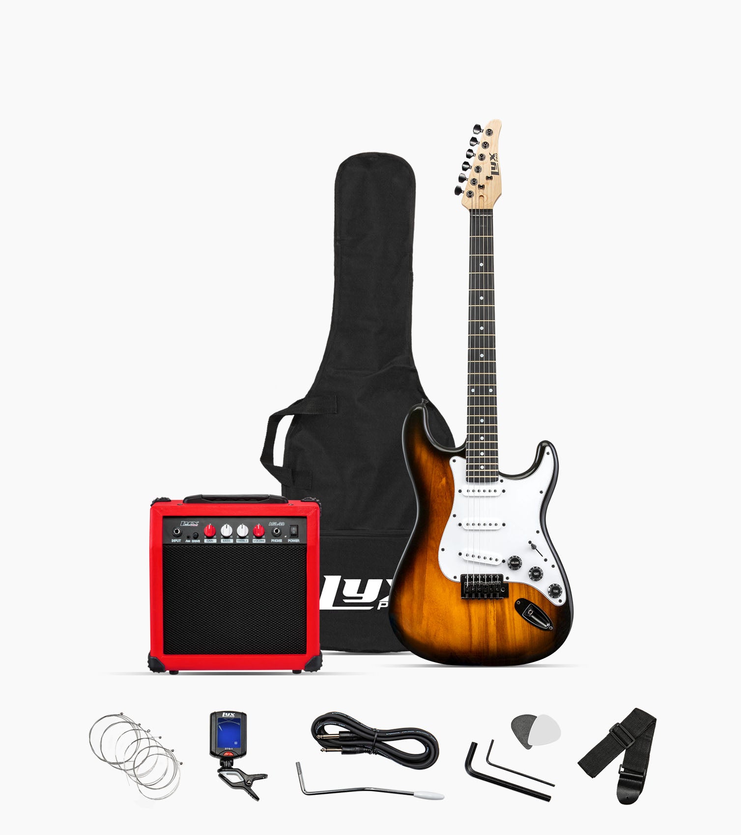 39” Sunburst beginner electric guitar set with beginner electric guitar set