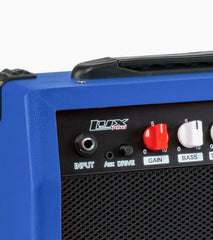 close-up of mini electric guitar amp 