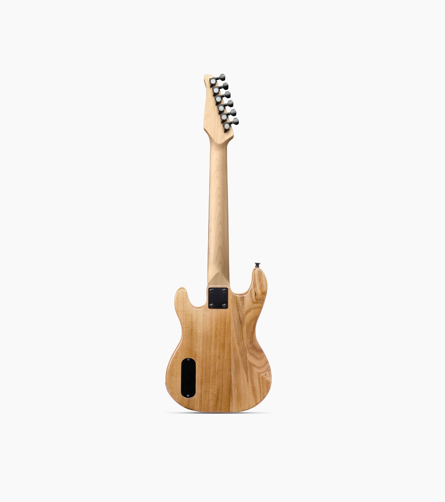 back of 30” natural beginner electric guitar