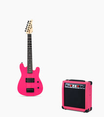 30” pink beginner electric guitar with amp