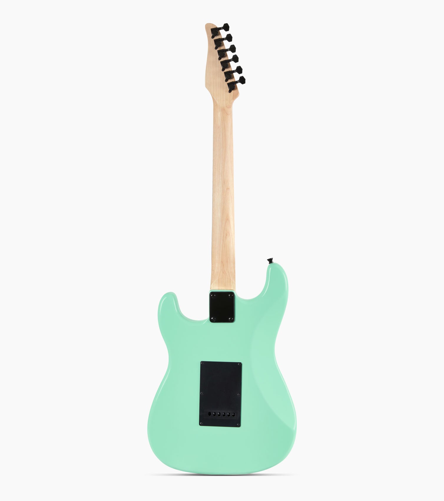 back of 39” Green beginner electric guitar