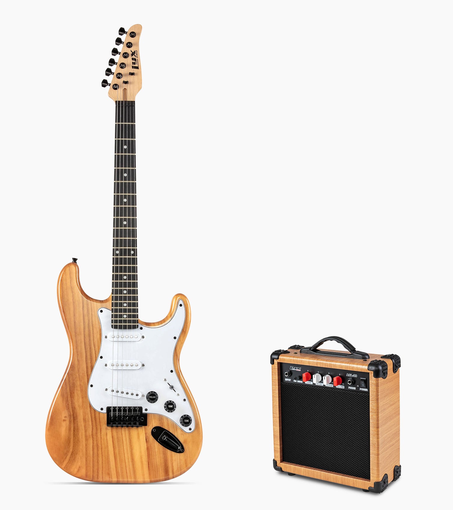 39 in Natural Stratocaster Electric Guitar & Starter Kit - Guitar and Amp