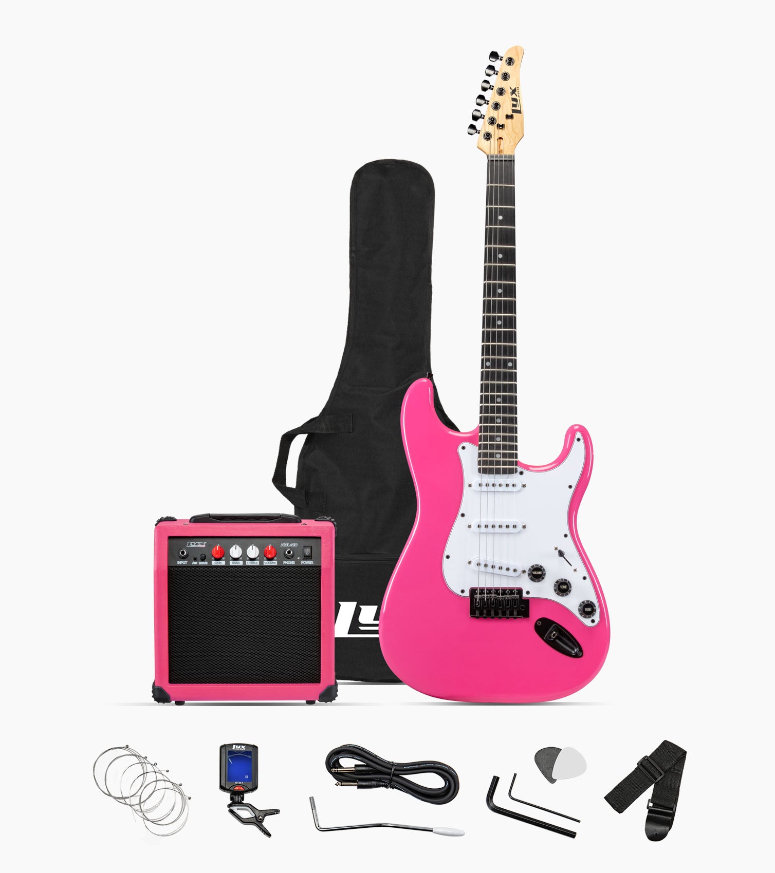 39” Pink beginner electric guitar set with beginner electric guitar set