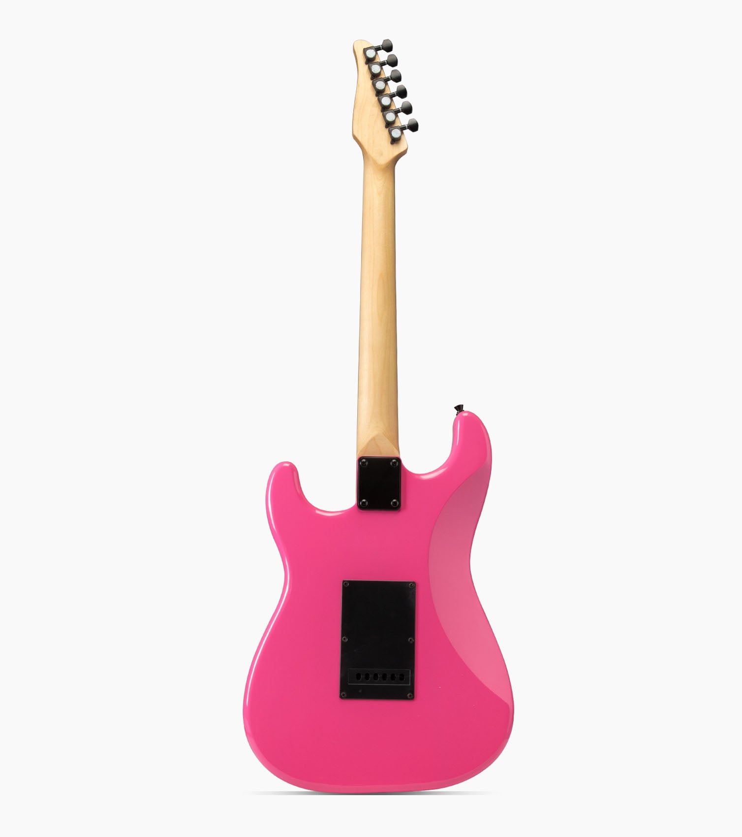 back of 39” Pink beginner electric guitar