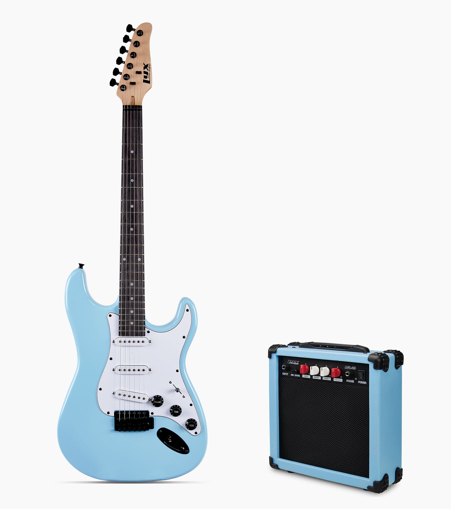 39 in Retro Blue Stratocaster Electric Guitar & Starter Kit - Guitar and Amp