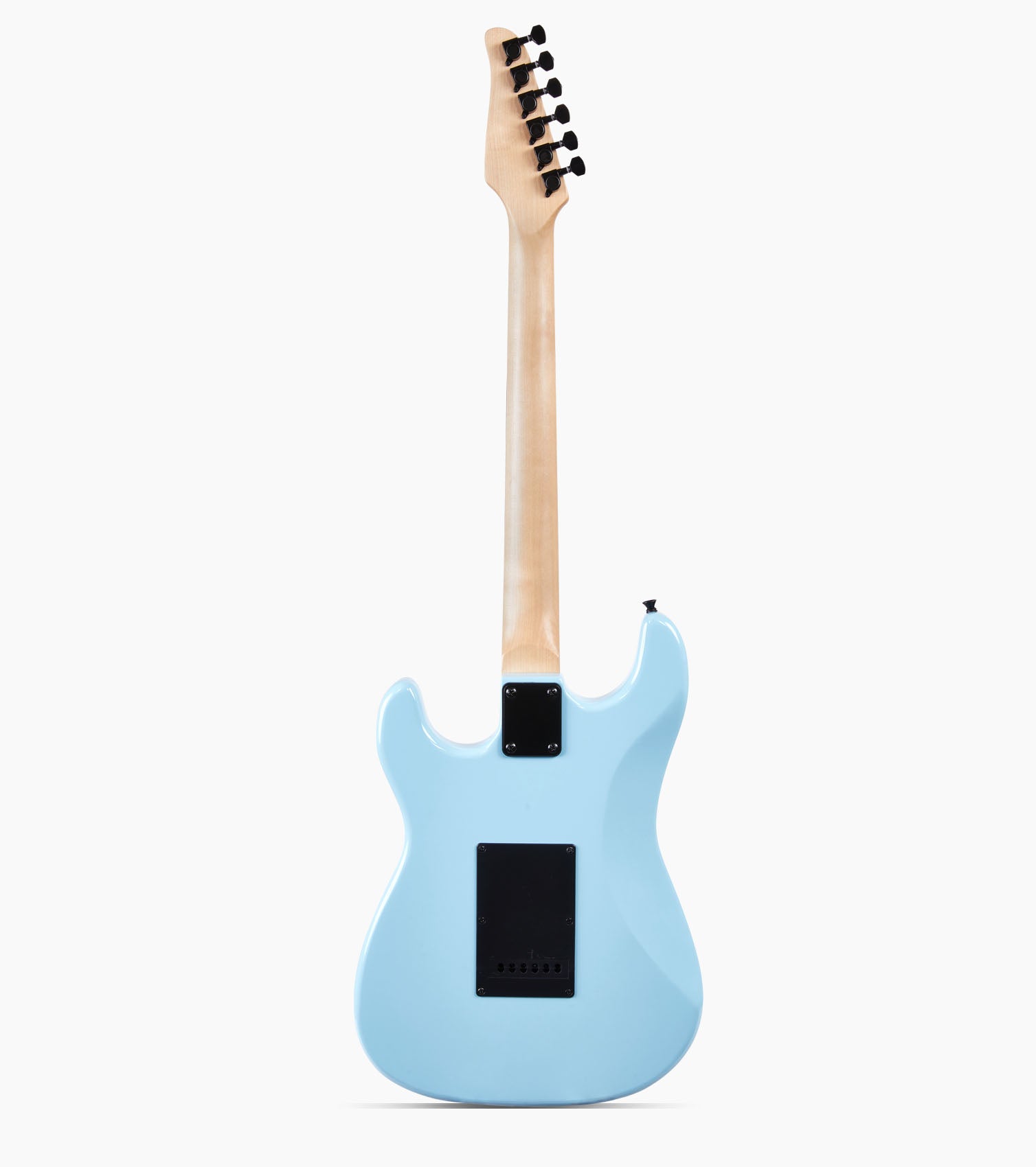 back of 39” Retro Blue beginner electric guitar