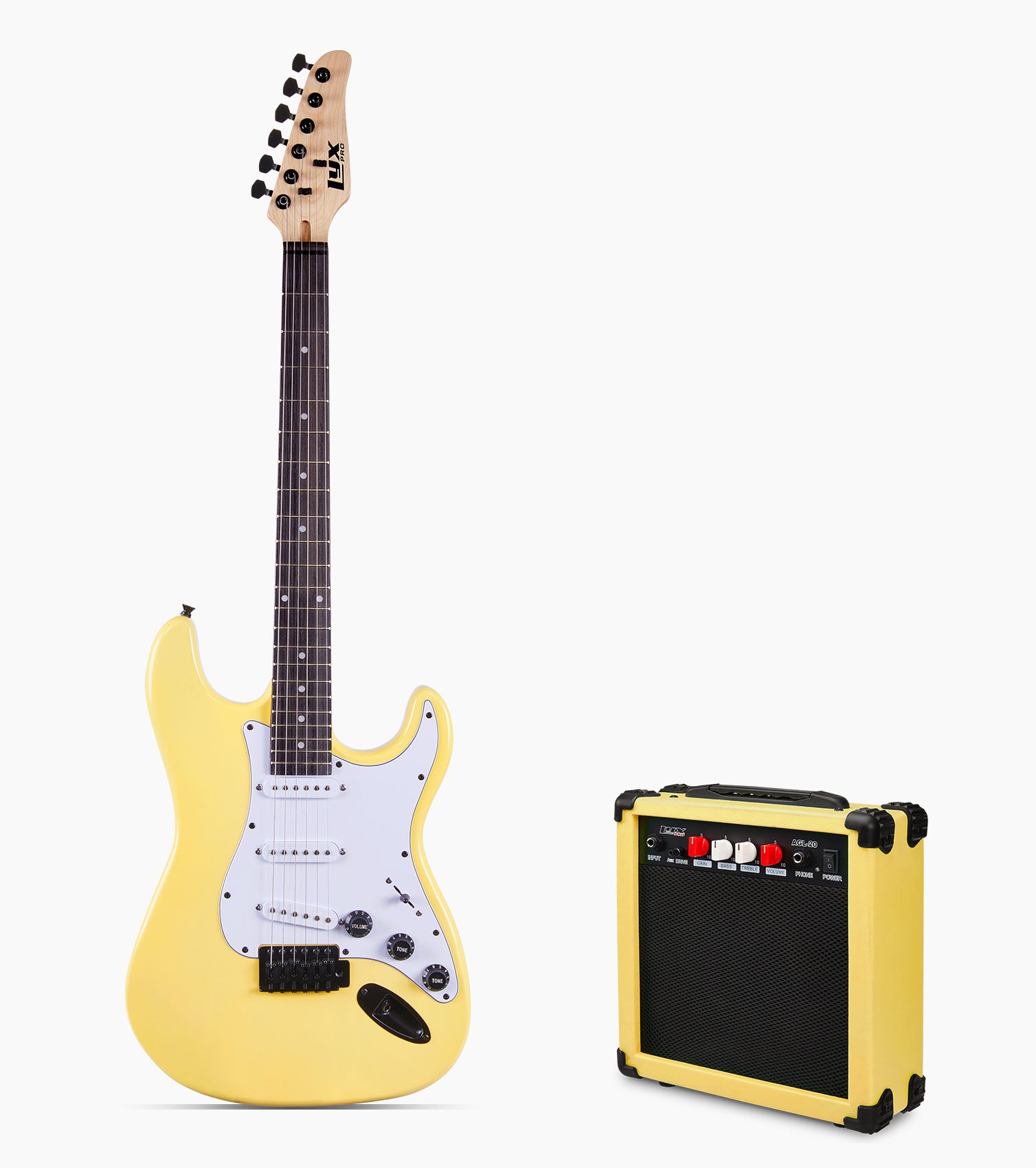 39” Retro Yellow beginner electric guitar with amp