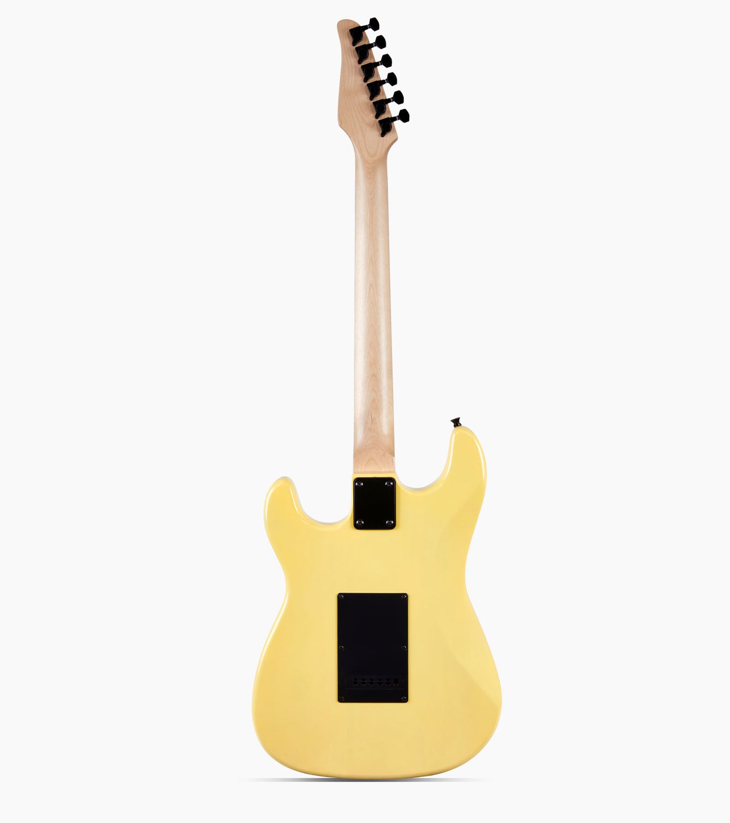 back of 39” Retro Yellow beginner electric guitar