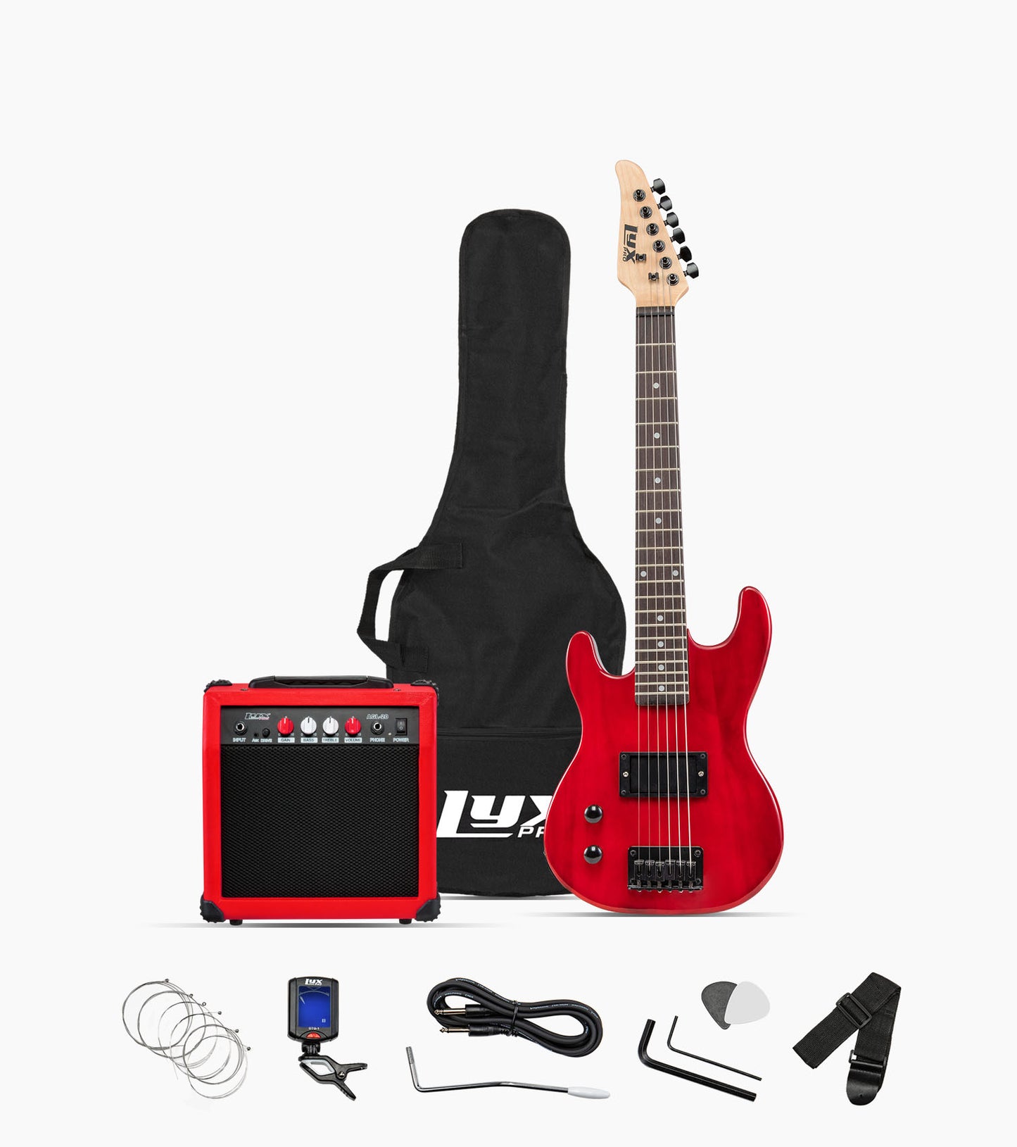 30 inch Red Left Handed Stratocaster Electric Guitar and Starter Kit - Hero Image