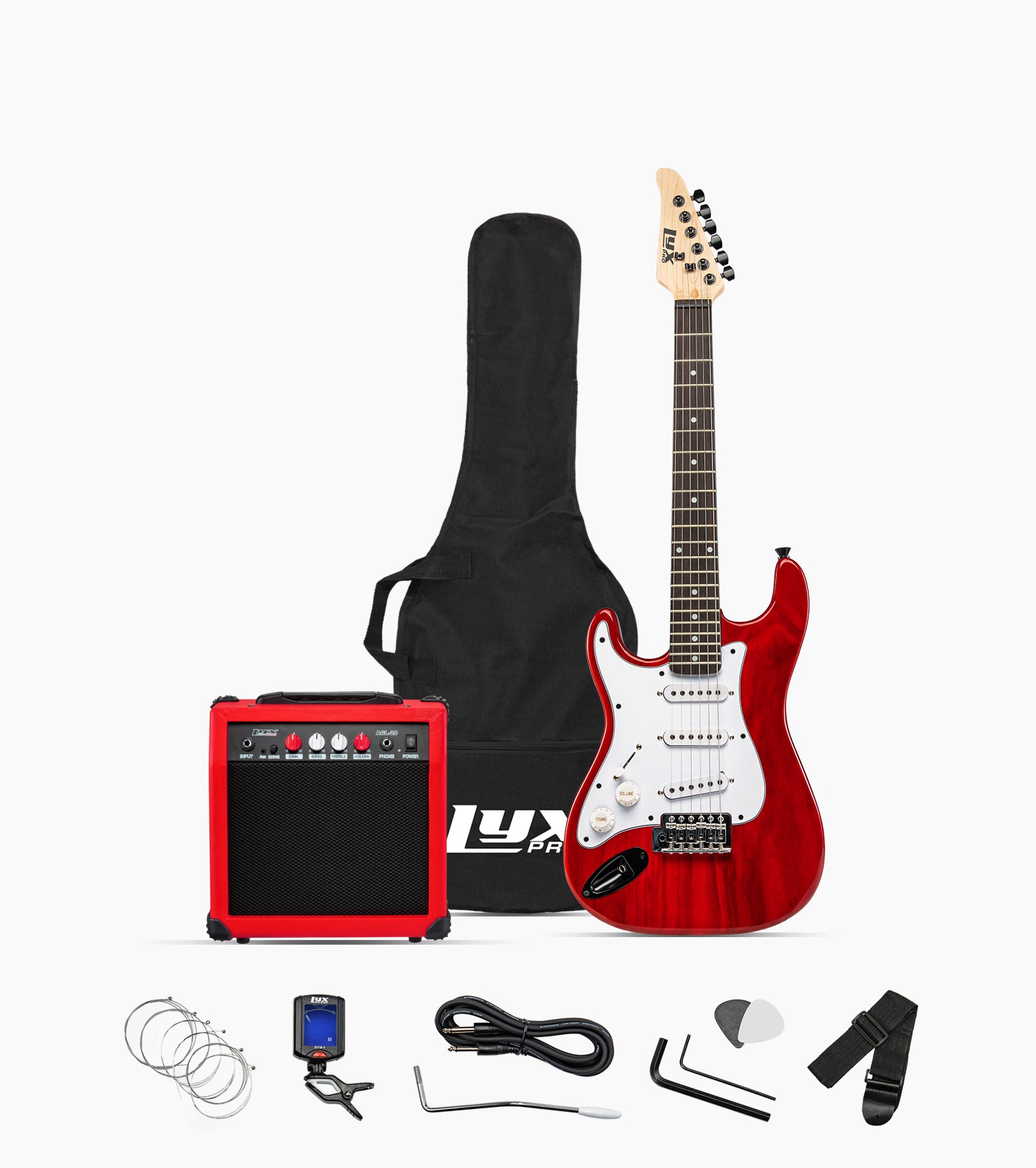 36” Red Left Handed beginner electric guitar set with beginner electric guitar set
