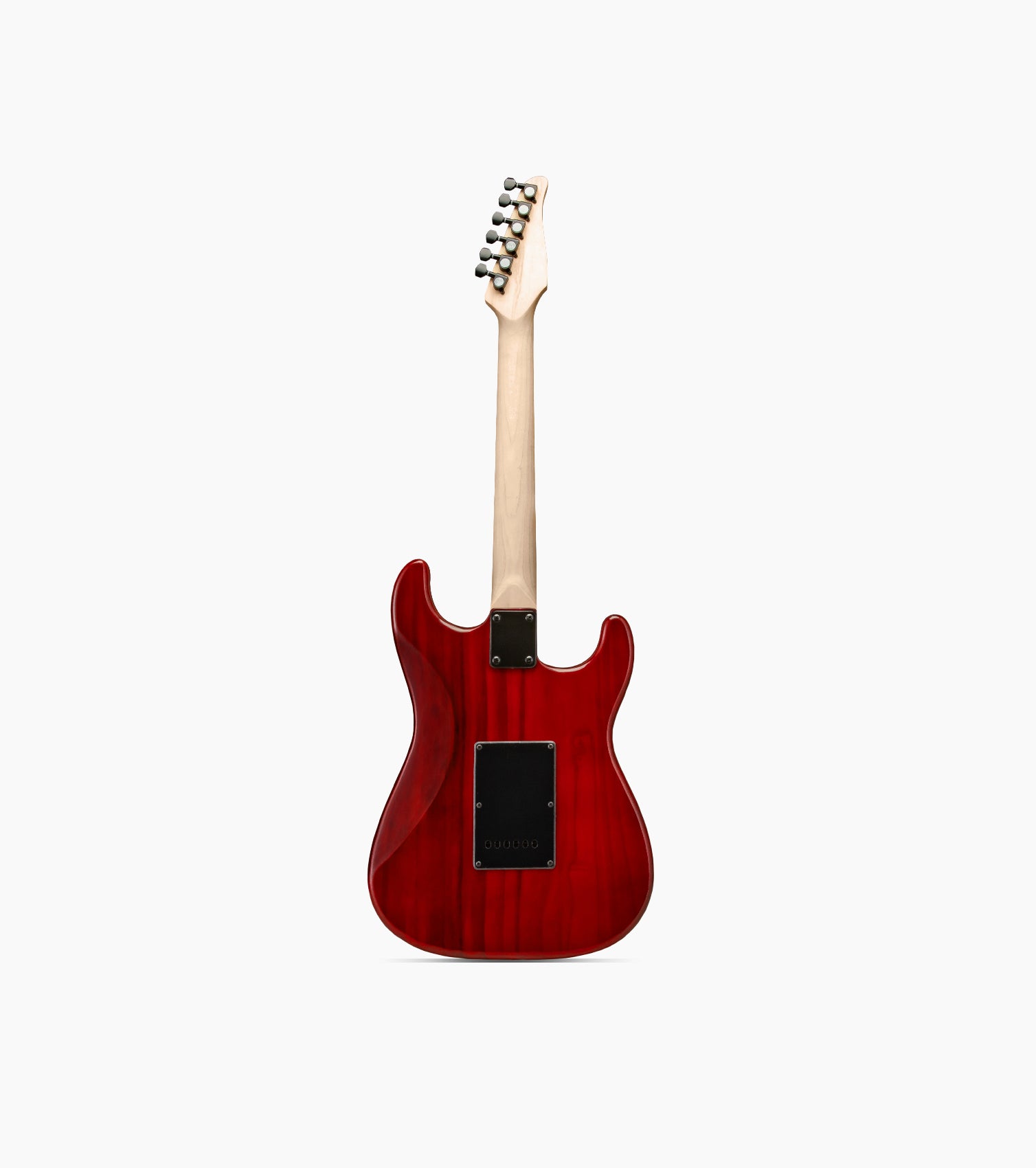 back of 36” Red Left Handed beginner electric guitar
