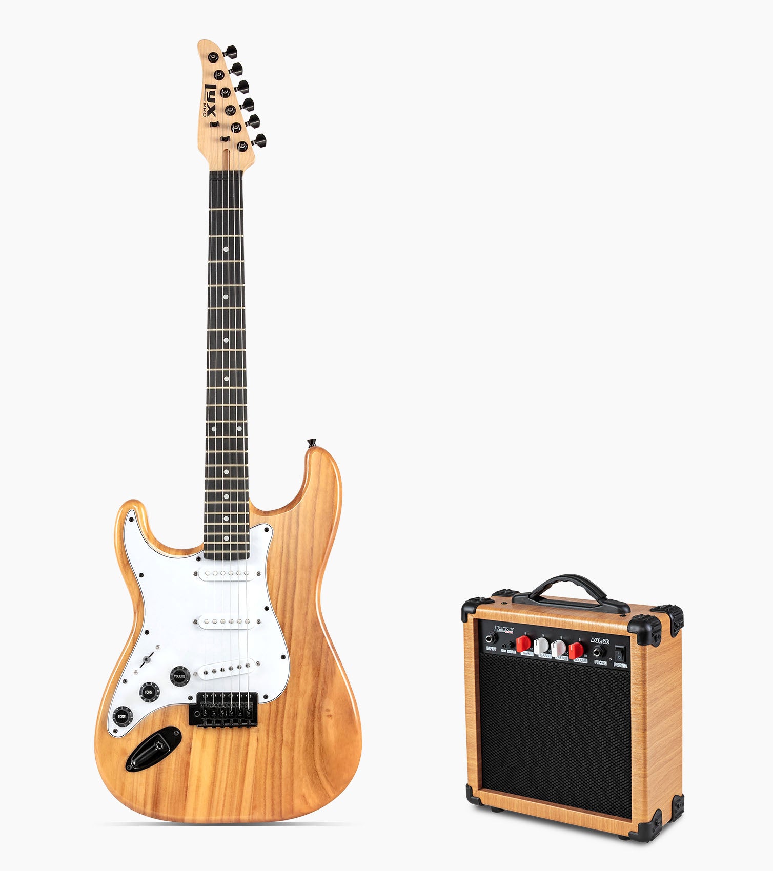 39” Left Handed Natural beginner electric guitar with amp