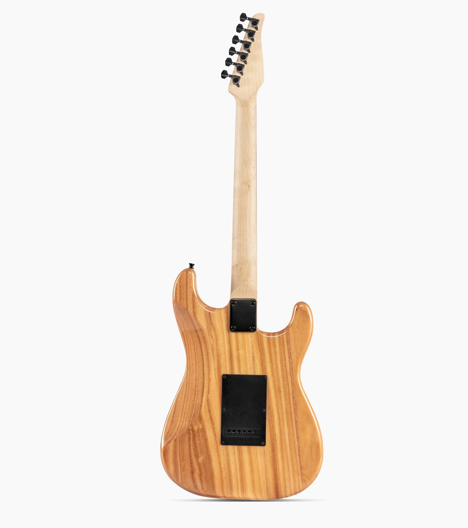 back of 39” Left Handed Natural beginner electric guitar