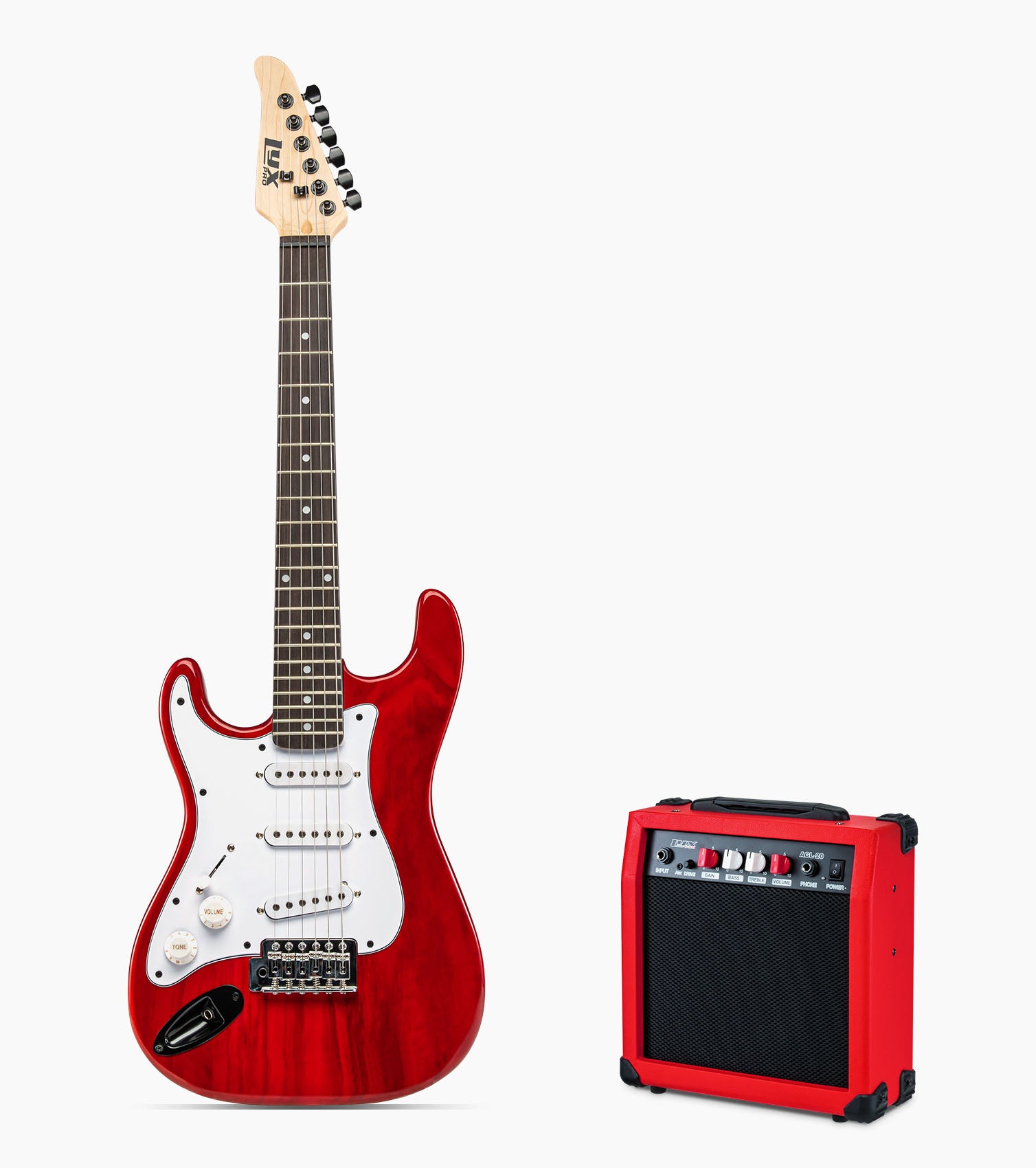 39” Left Handed Red beginner electric guitar with amp
