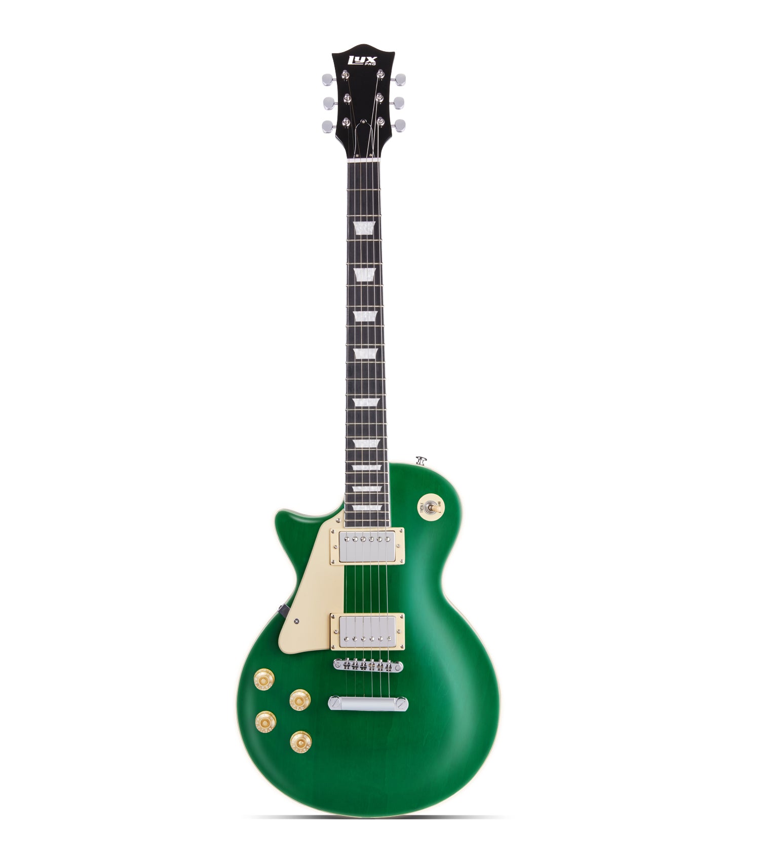 Green Left Handed les paul inspired electric guitar
