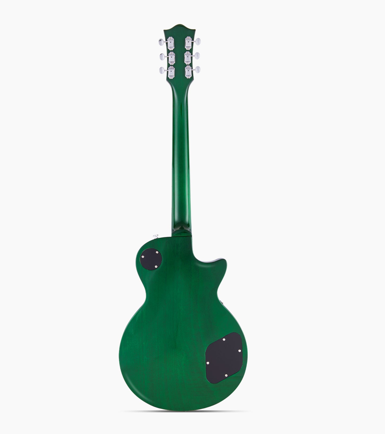 back of a Green Left Handed les paul inspired electric guitar