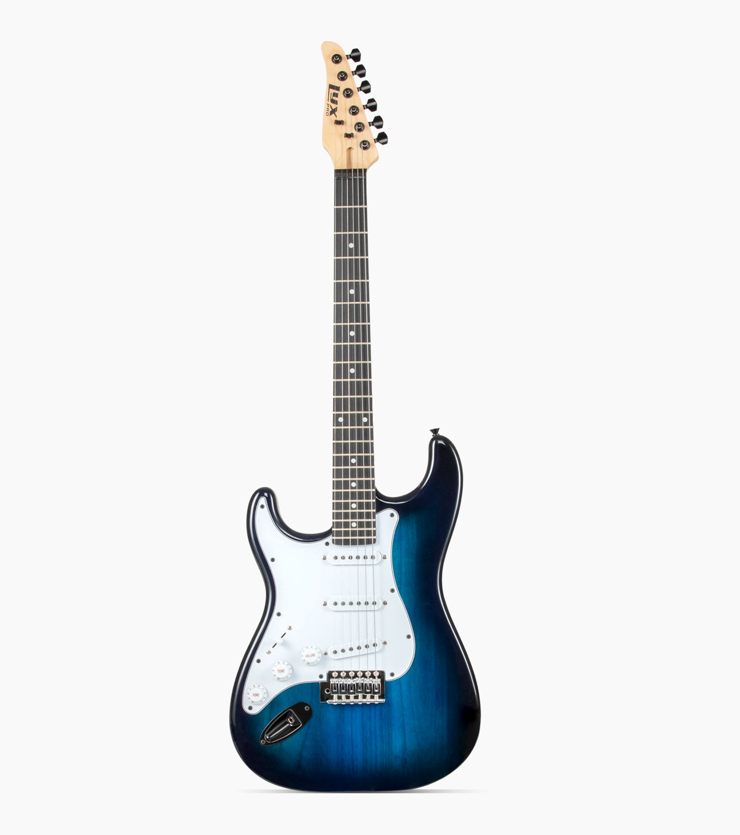 Left Handed Blue double-cutaway beginner electric guitar