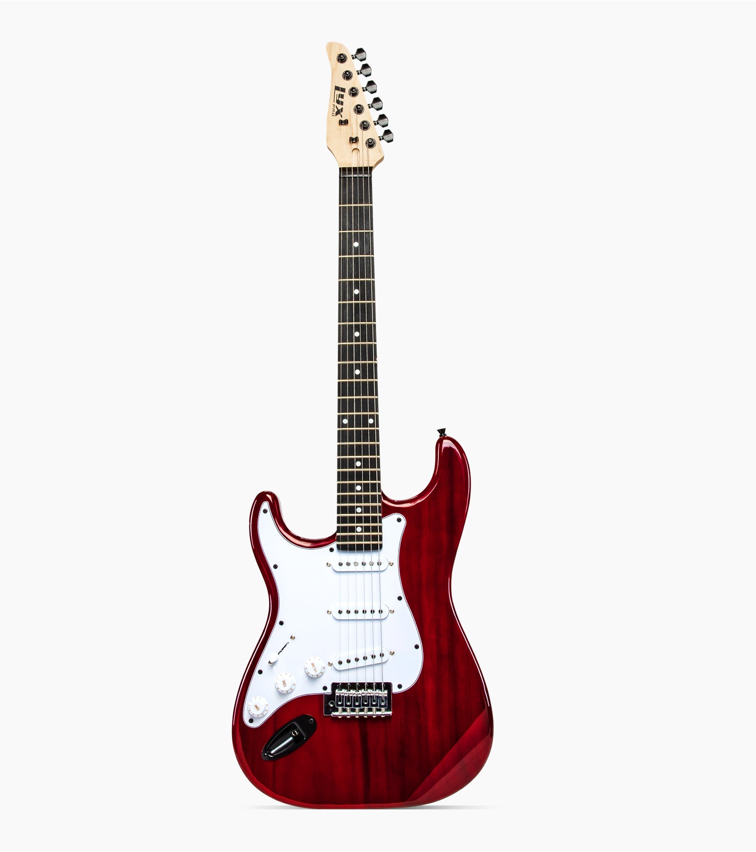 Left Handed Red double-cutaway beginner electric guitar