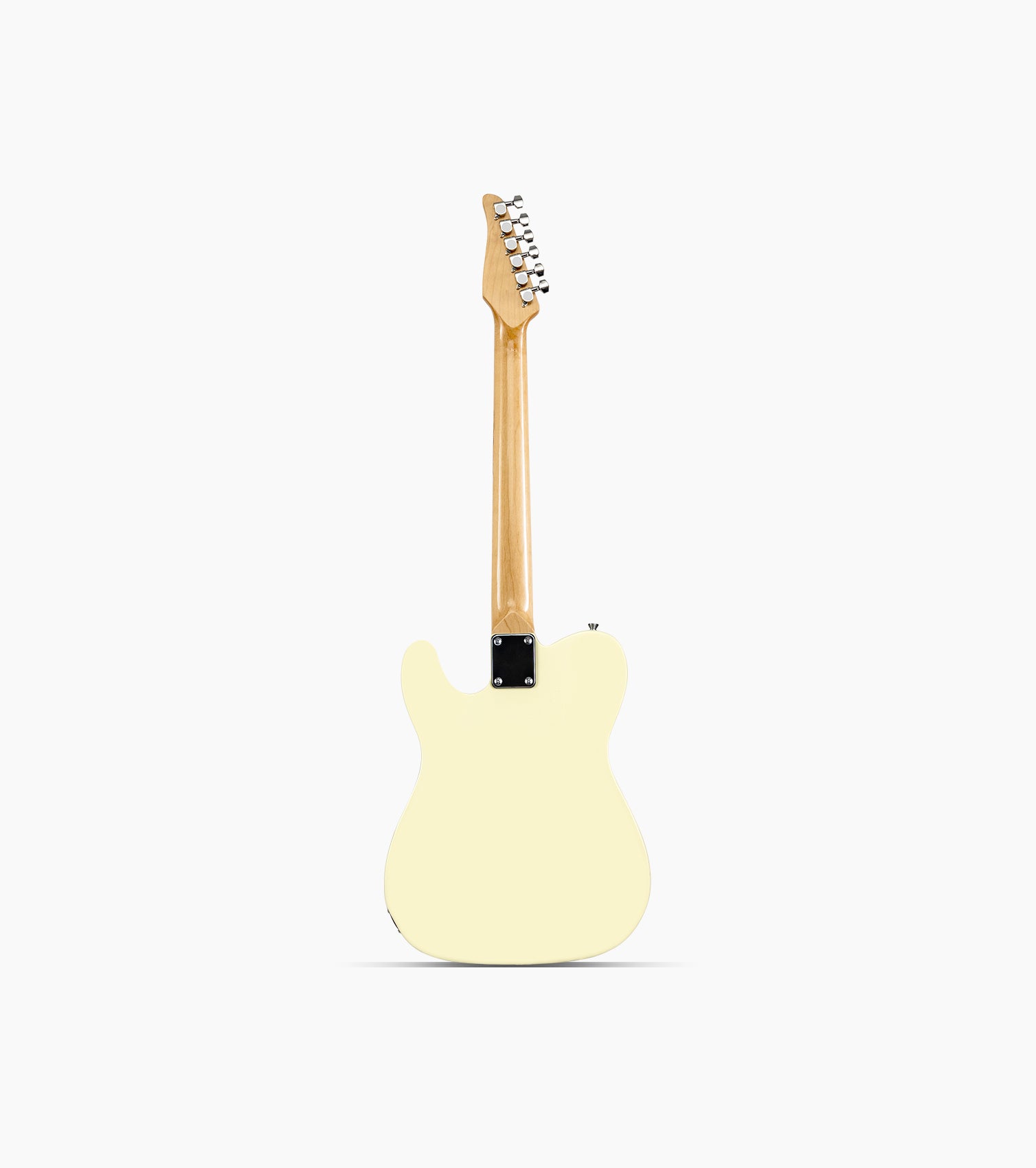 back of a Cream White single-cutaway electric guitar
